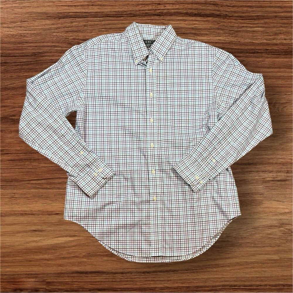 Lauren Ralph Lauren Plaid Classic Fit Button Up Dress Shirt Mens Size 16.5 36/37